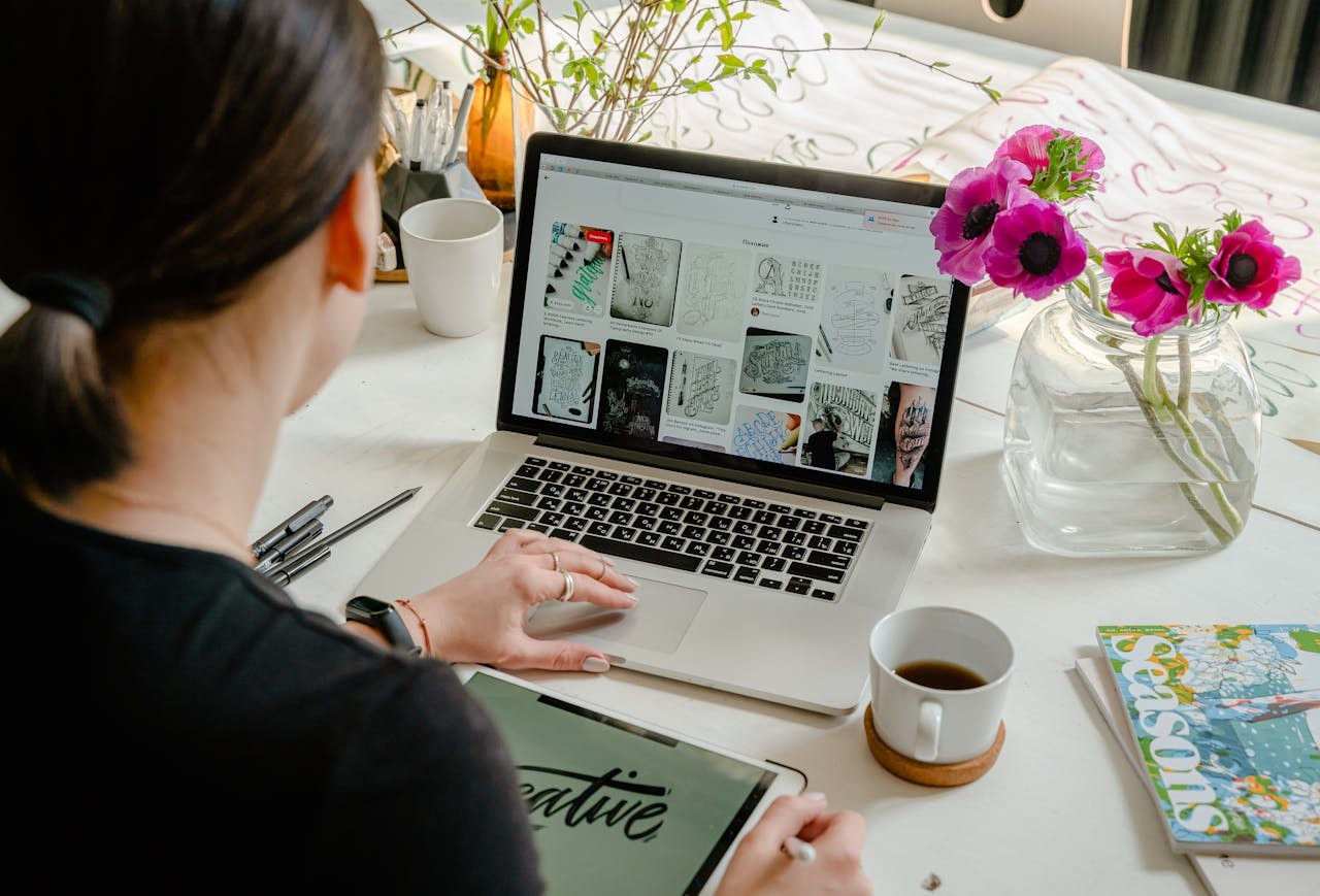 Woman using laptop